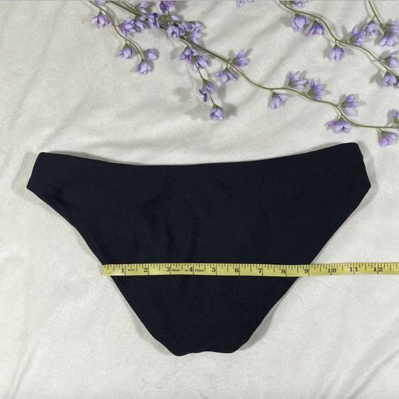 NEW Becca Fine Line Ribbed Bikini Bottoms Black SZ Medium - Picture 12 of 12
